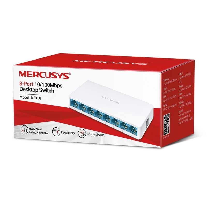 Коммутатор Mercusys MS108 8x10/100Base-TX
