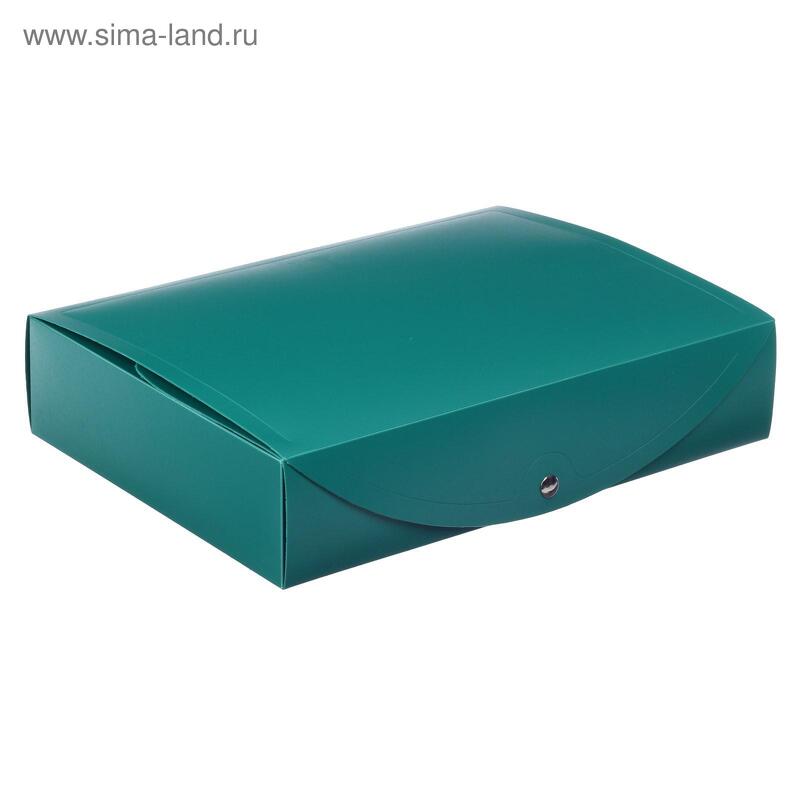 Короб архивный на кнопке 70мм, 800мкм, Calligrata пластик, разборн, зеленый 5453931