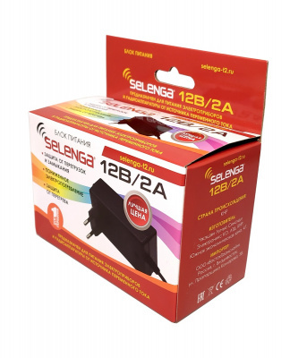 Блок питания 12V/2A SELENGA (5,5*2,5) для ресиверов Триколор в инд. упаковке