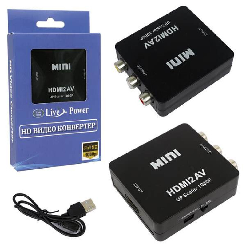 Переходник HDMI in - 3RCA out (гн/гн) H122 Mini черный