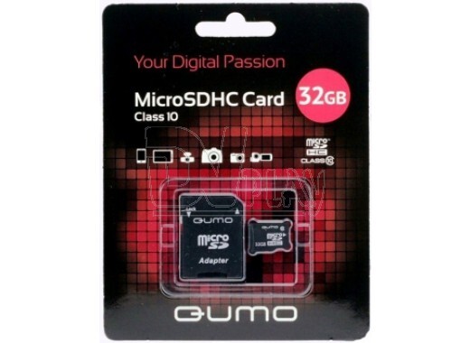 Карта памяти micro SD 32Gb Qumo class 10 с адаптером