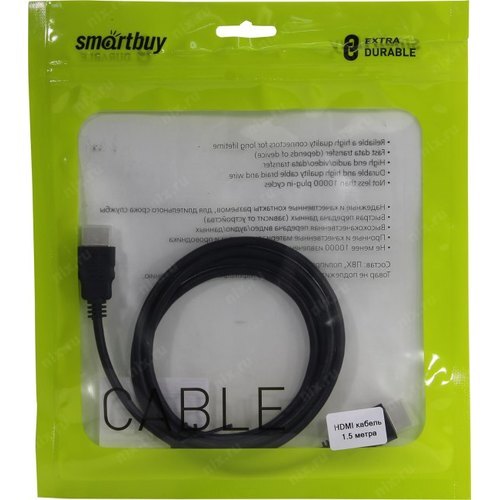 Кабель HDMI - HDMI 1.5м Smartbuy черный (K-315) (пакет)
