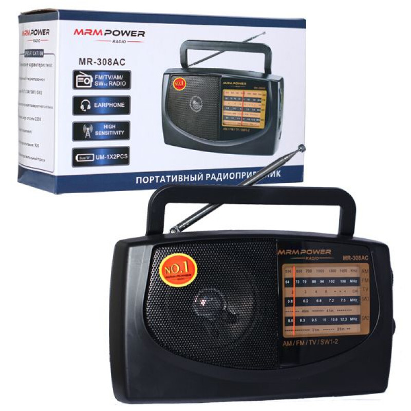 Радиоприёмник MRM-POWER MR-308AC (2*R20/AM/FM/TV)