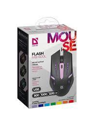 Мышь DEFENDER Flash MB-600L, подсвет.7цв.,игров.,пров.,опт.,4кн., 800-1200dpi, черный