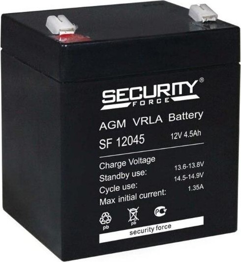 Аккумулятор 12V 4,5Ah Security Force SF 12045 (90x70x107мм)