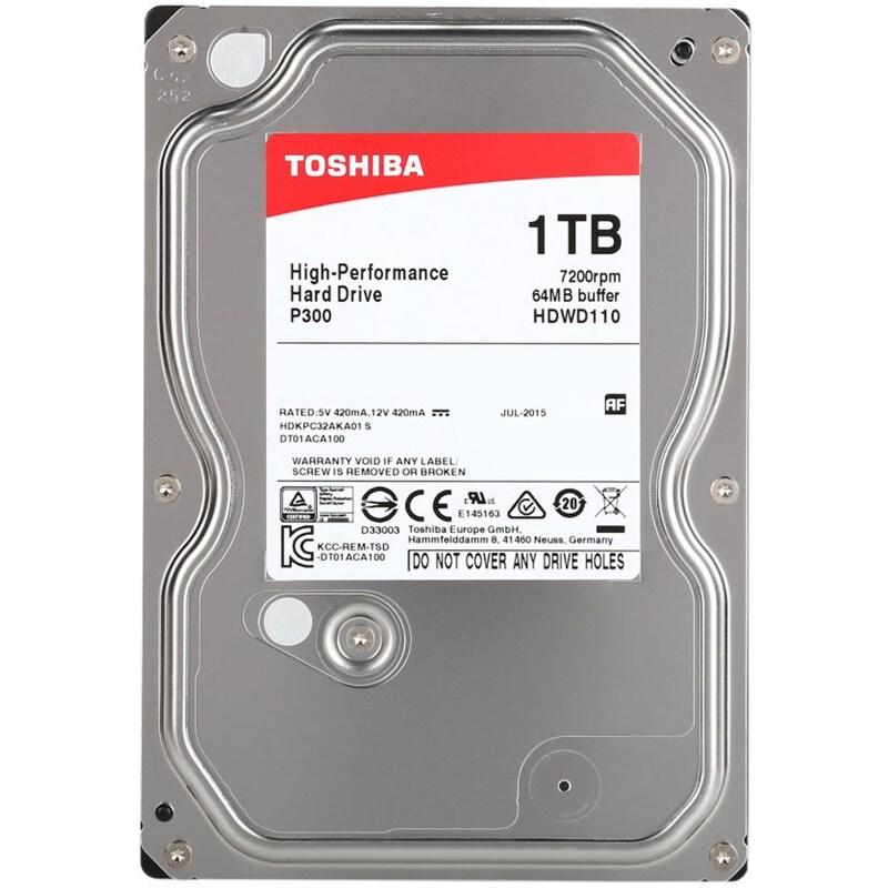 Жесткий диск SATA-3 1 TB Toshiba P300 7200rpm [HDWD110UZSVA] Cache 64MB EU/CN