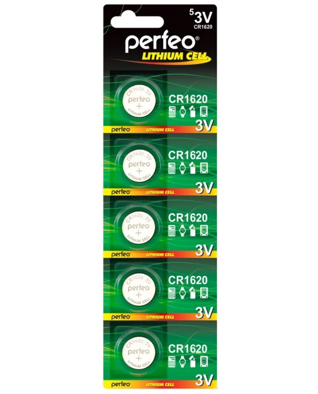Батарейка Perfeo CR 1620 5BL Lithium 3V