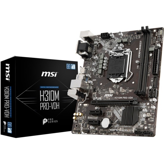 Плата MSI LGA1151-v2 H310M PRO-VDH 2xDDR4 1xPCI-Ex16 HDMI/DVI/Dsub SATA3 USB3.1 mATX
