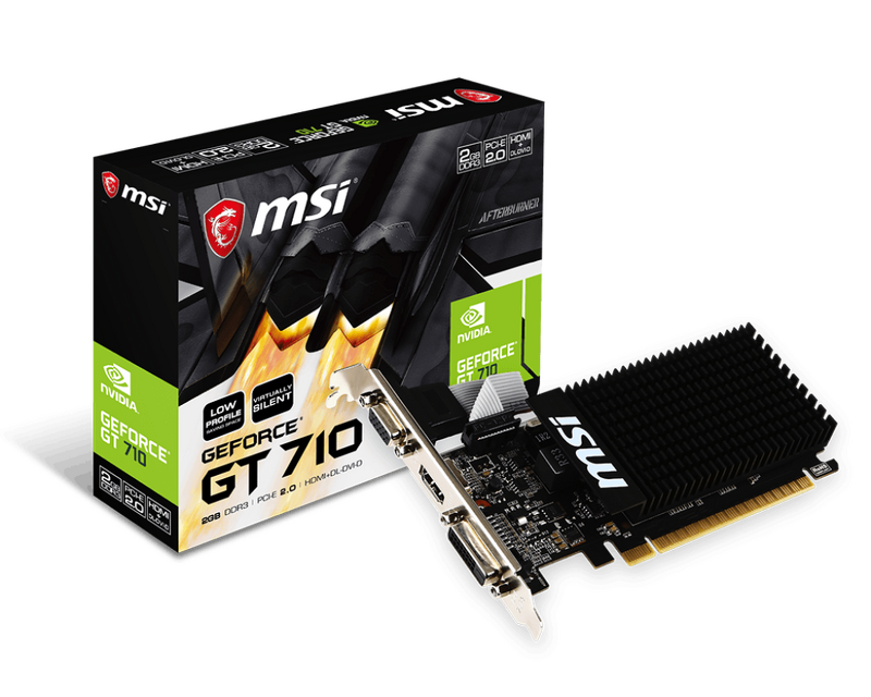 Видеокарта PCI-E MSI GeForce GT 710 Silent LP 2048MB 64bit DDR3 [GT 710 2GD3H LP] DVI HDMI Dsub