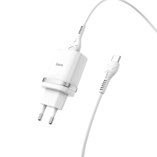 Сетевое зарядное устройство Hoco C12Q 1USB Quick Charge 3,0, 3A с кабелем Type-C 1м, белый