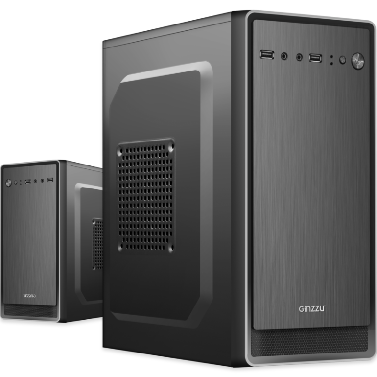 Корпус MiniTower Ginzzu B180 (, mATX, 2xUSB2.0, черный,без БП, без вентиляторов)