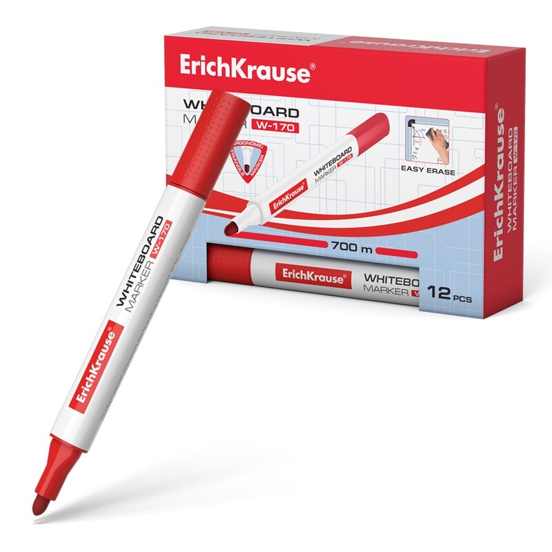Маркер для досок ErichKrause W-170, цвет чернил красный 9380567