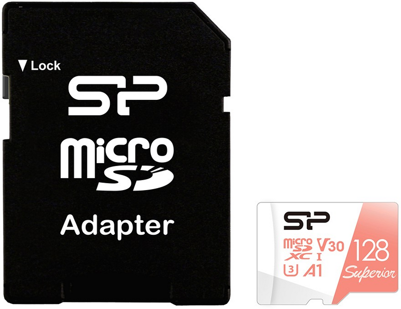 Карта памяти micro SD 128Gb Silicon Power class 10 Superior с адаптером UHS-I U3