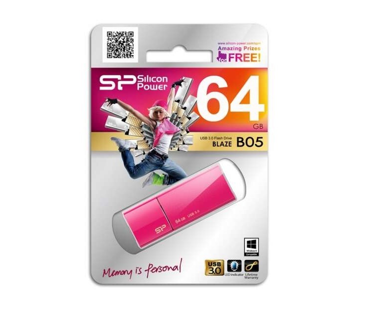 Накопитель USB 64Gb Silicon Power Blaze B05 розовый 3.0