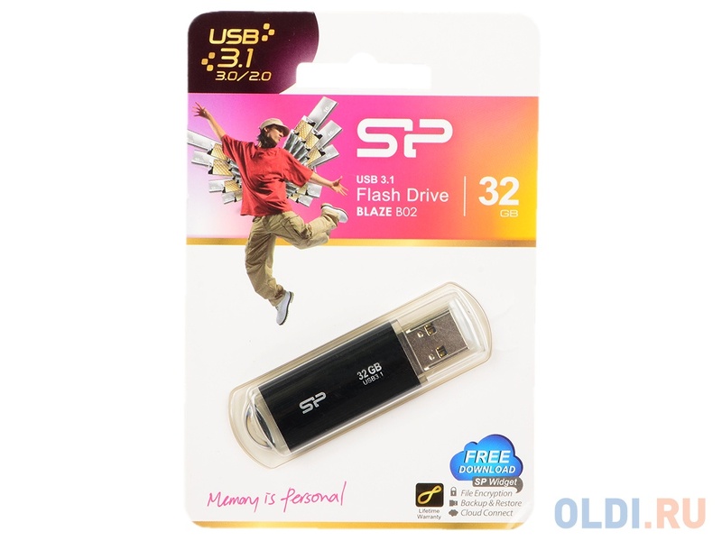 Накопитель USB 32Gb Silicon Power Blaze B02 Black 3.0