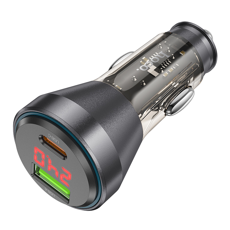 АЗУ Hoco NZ12B, 1USB/1Type-C, QC3.0+PD48W, 3A, прозрачный черный