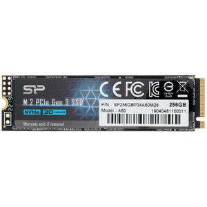 Твердотельный накопитель SSD M.2 2280 256Gb SiliconPower P34A60 PCIe Gen3x4 [SP256GBP34A60M28] TLC 3