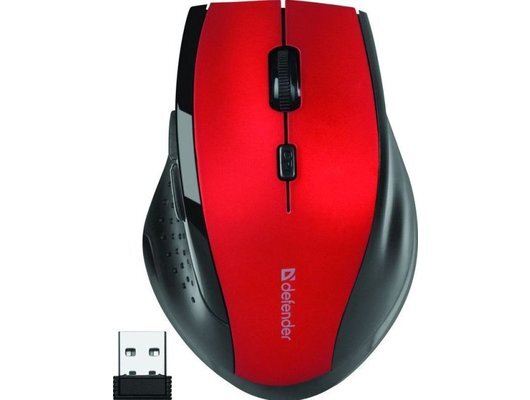 Мышь DEFENDER Accura MM-365 беспр. Red (красный.) 6 кнопок, 800-1600dpi																
