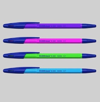 Ручка шариковая ErichKrause R-301 Neon Stick, узел 0.7 мм, чернила синие, длина письма 2000 метров