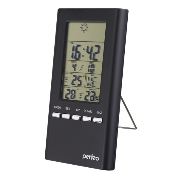 Часы- метеостанция Perfeo "Meteo" черный, (время, темп., датчик ул. темп., влажность) (PF-S3331F)
