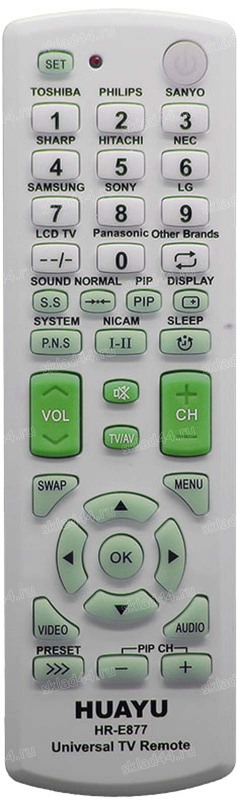 Пульт универсальный Huayu HR-E877 GREEN для TV