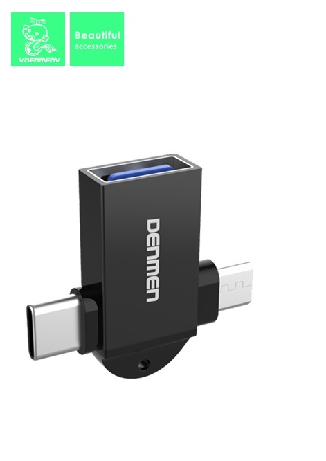 Переходник vDENMENv DU12, OTG USB 3.0 - Type-C(шт)/ Micro (шт), черный