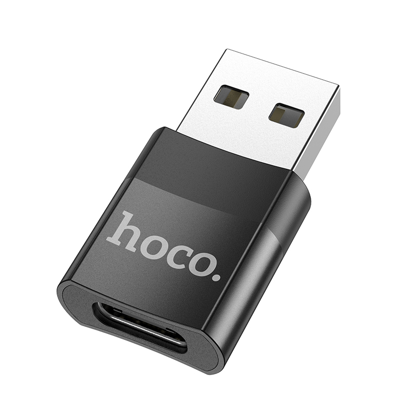 Переходник Hoco UA17, USB - Type-C (шт/гн), черный