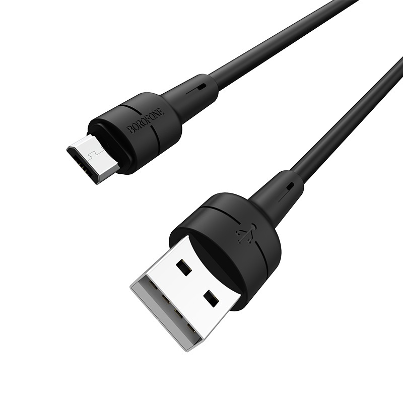 Кабель BOROFONE MicroUSB BX30, 2.4А, силиконовый, 1м, черный