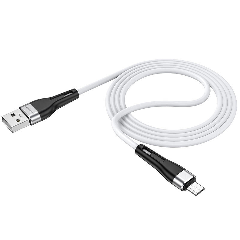 Кабель BOROFONE MicroUSB BX46, 2.4А, силиконовый, 1м, белый