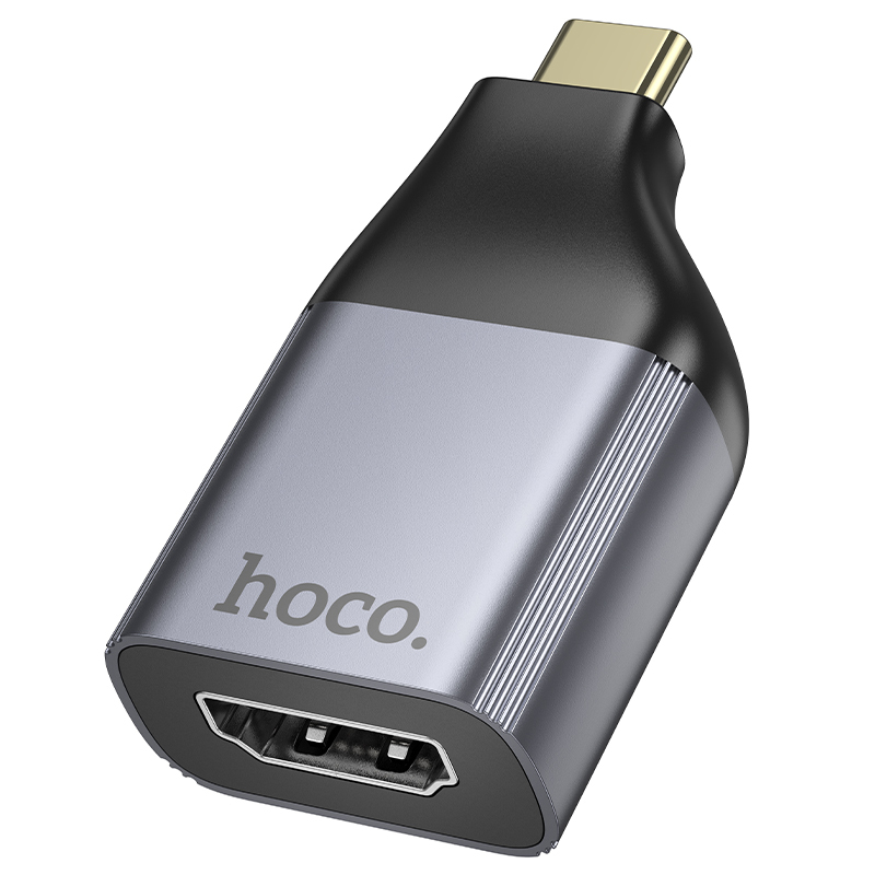 Адаптер Hoco UA33, Type-C (шт) - HDMI (гн), метал. серый