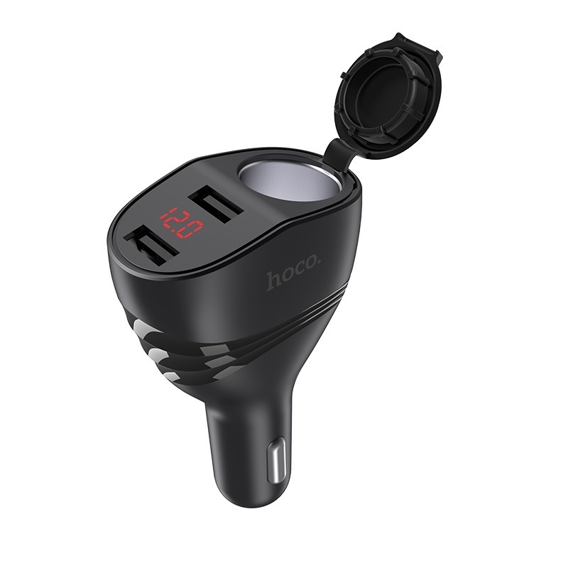 АЗУ Hoco Z34, 2USB, 2.4A + гнездо прикуривателя, LED дисплей, черный 
