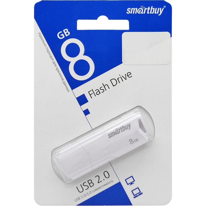 Накопитель USB 8Gb SmartBuy Clue (white)