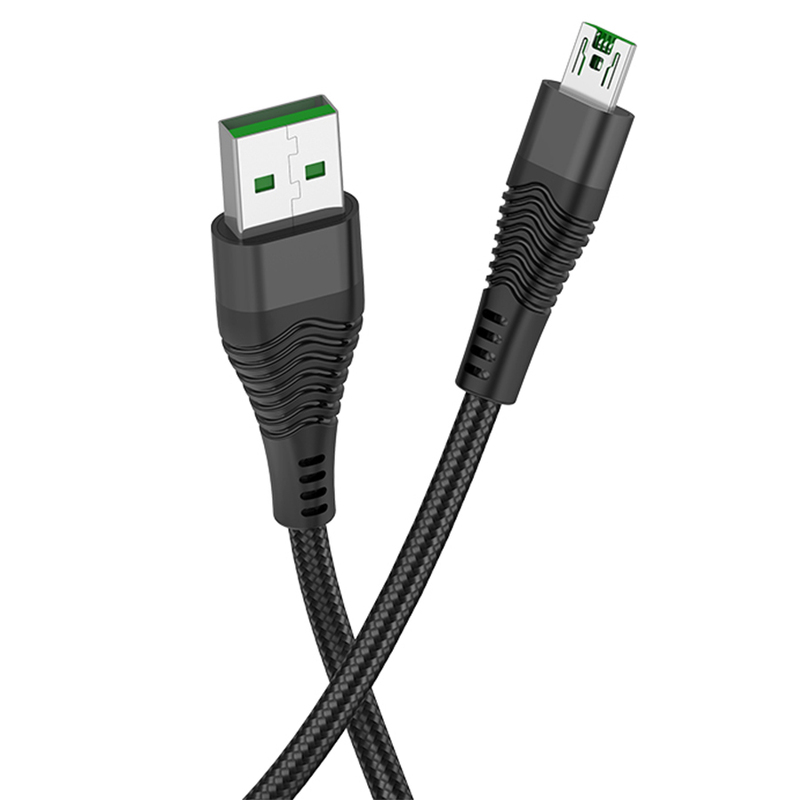 Кабель HOCO MicroUSB U53, 4А, тканевая оплетка, 1.2м, черный