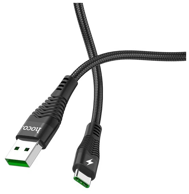 Кабель HOCO USB - Type-C U53, 5А, тканевая оплетка, 1.2м, черный