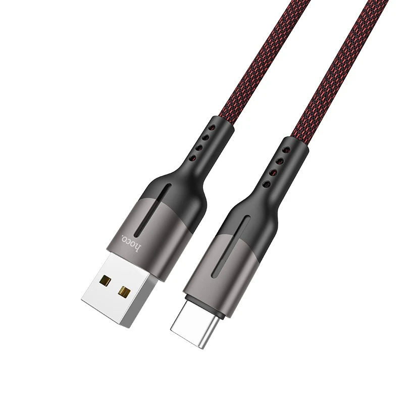 Кабель HOCO USB - Type-C U68, 5А, тканевая оплетка, 1.2м, черный