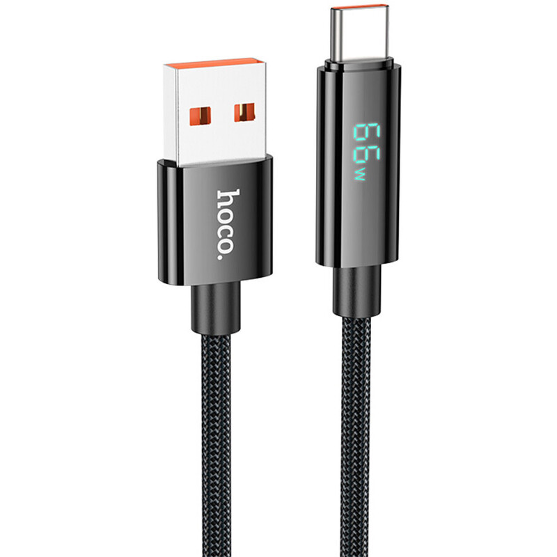 Кабель HOCO USB - Type-C U125, 5A, тканевая оплетка, 1.2м, черный