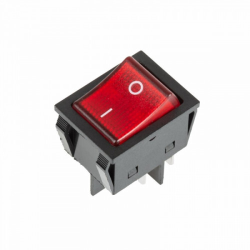 Выключатель клавишный 250V 25А (4с) ON-OFF красный с подсветкой