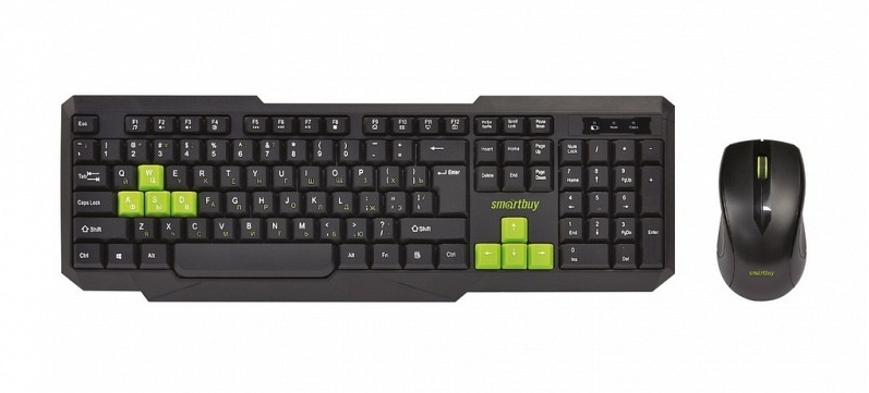 Набор беспроводной клавиатура + мышь SmartBuy 230346AG-KN, USB, (Black/green)