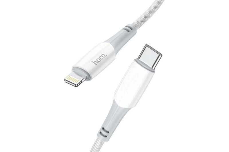 Кабель HOCO Type-C - Lightning X70, 3A, PD 20W, тканевая оплетка, 1м, белый