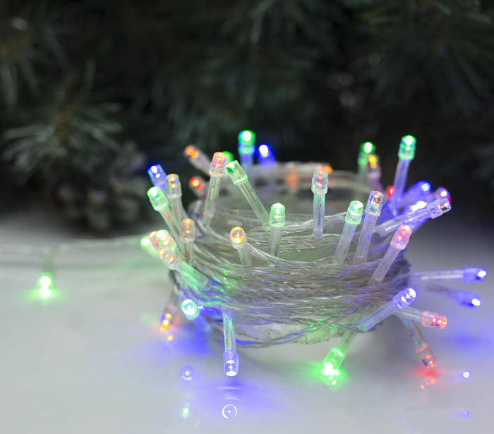 LED гирлянда КОСМОС 30 светодиодов,KOC_GIRLEDBIRD прозрачный кабель, мульти, длина 3+0,5м, 8 режимов