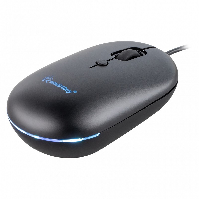 Мышь SmartBuy 328-K, USB, бесшум.,пров.,опт.,4кн., 800-2400dpi, черный