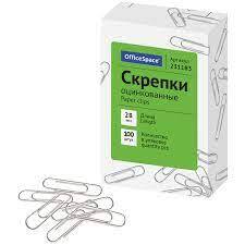 Скрепки 28мм/100шт OfficeSpace оцинкованные 231183