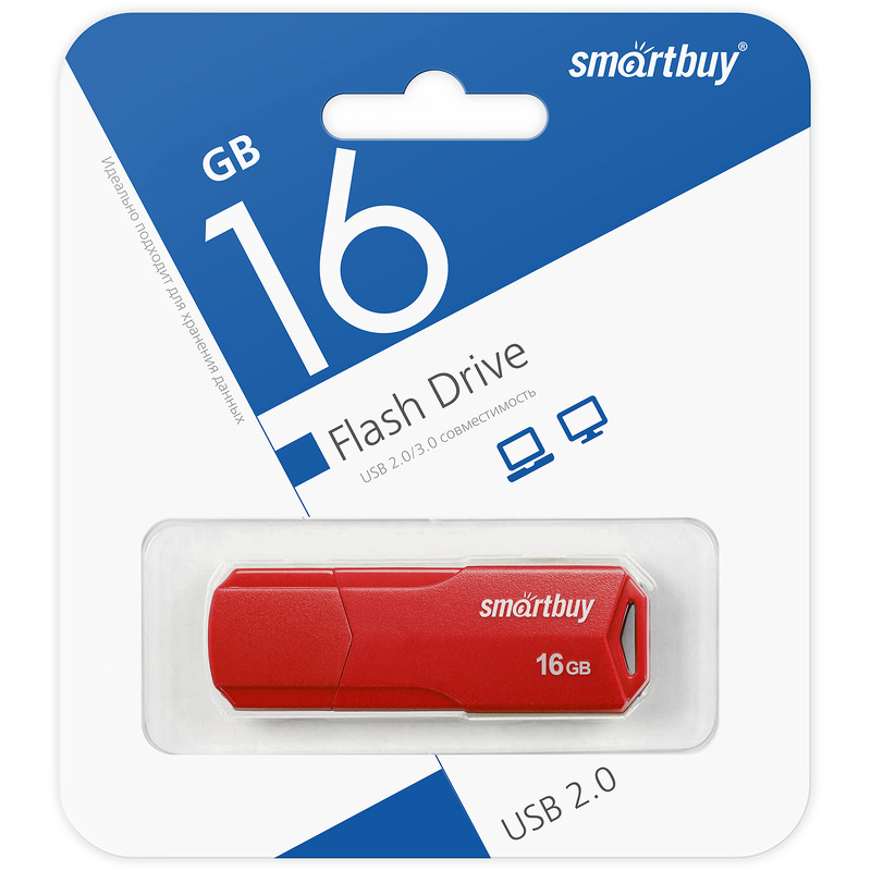 Накопитель USB 16Gb SmartBuy Clue (red)