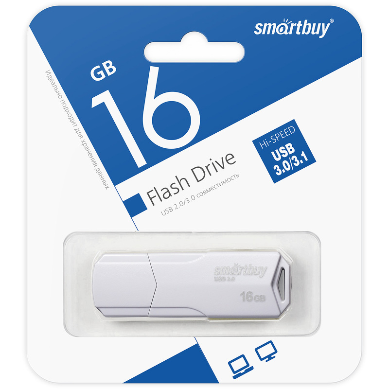 Накопитель USB 16Gb SmartBuy Clue (white) 3.0