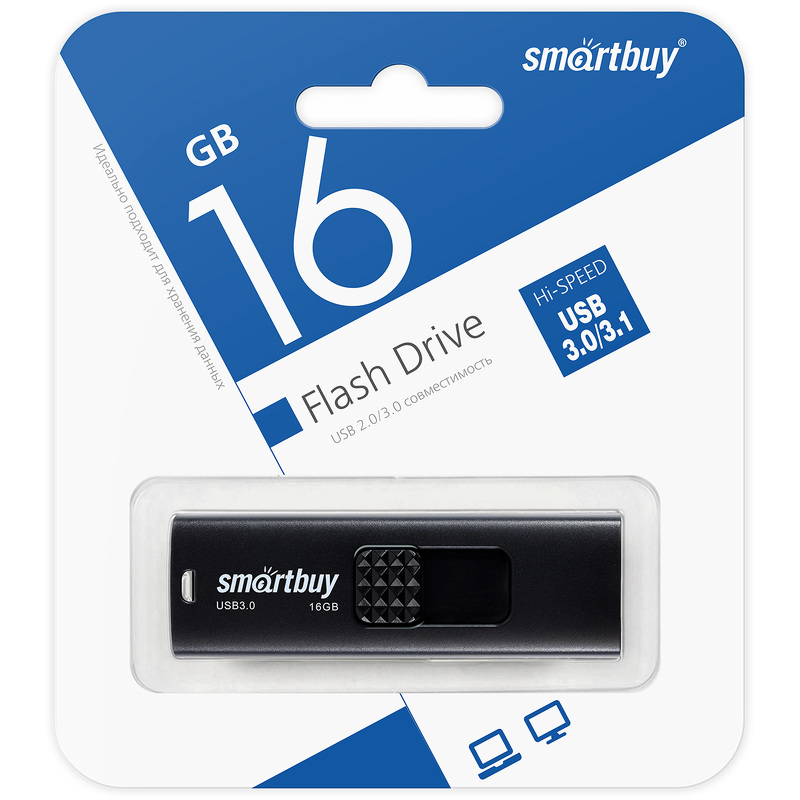 Накопитель USB 16Gb SmartBuy Fashion (black) 3.0