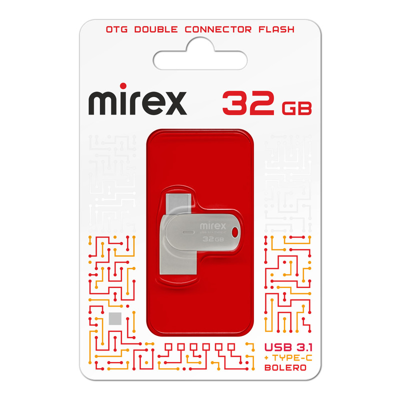 Накопитель USB 32Gb Mirex BOLERO 3.1 +Type-C, OTG, Silver