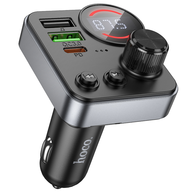 FM modulator Hoco E86, 2USB/1Type-C/microSD/BT5.4, QC3.0, PD30W, 12-24V/5V/3A, черный