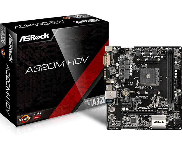 Материнская плата ASROCK A320M-HDV R4.0, SocketAM4, AMD A320, mATX, Ret