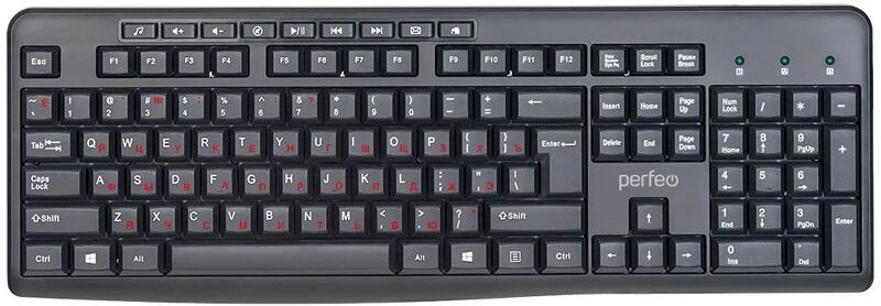 Клавиатура Perfeo Push, Multimedia, USB, мембран.,104+9кл., черный