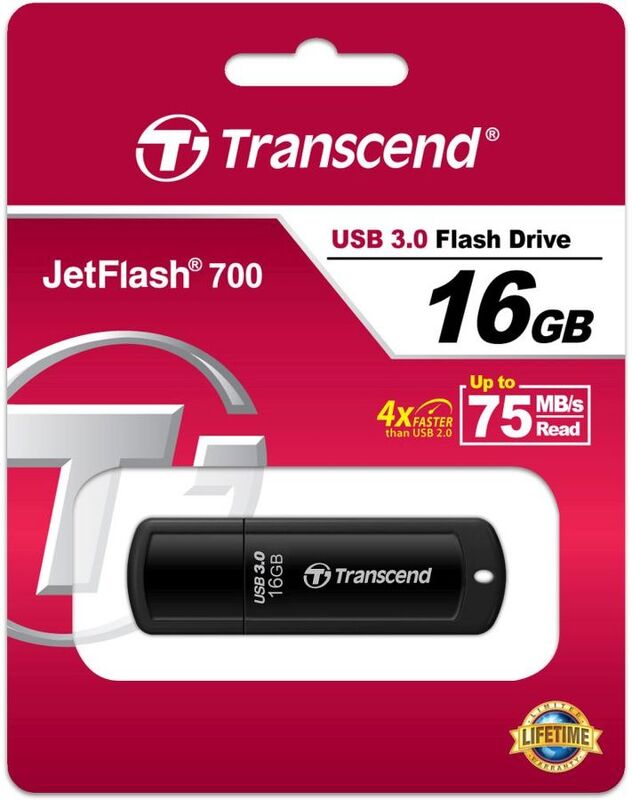 Флеш Диск Transcend 16Gb Jetflash 700 TS16GJF700 USB3.0 черный